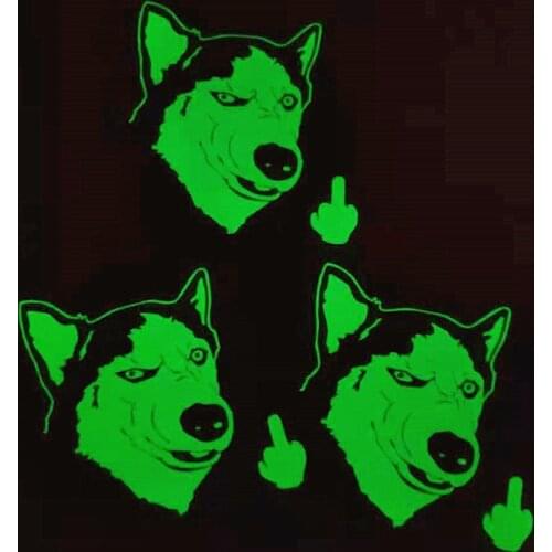 Patches Noctilucent Dog Husky Stickers for Clothes Thermal Transfer Printing Pattern DIY Decoration Luminous Style Animal Patch