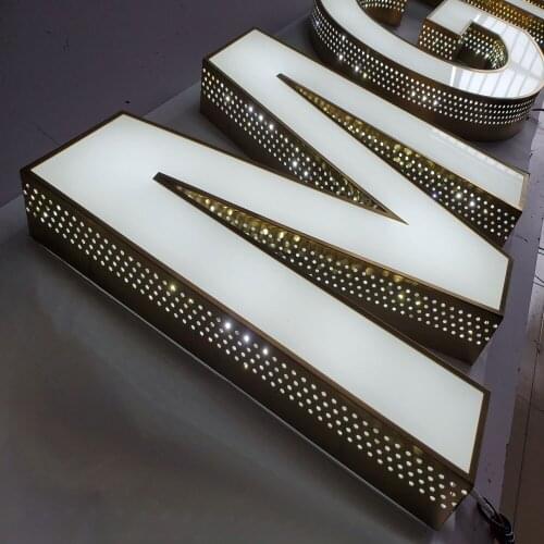 Unique Front & Side Lighted Channel Letter Brushed Stainless Steel Waterproof Sign PMMA Storefront Easy-mounting Advertising