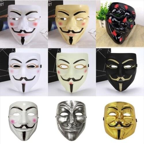 Multiple Colour V for Vendetta Mask Cosplay Costume Accessory Anonymous Movie Guy Fawkes Halloween Masquerade Party Funny Mask