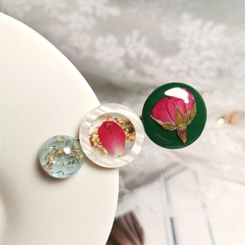 New Ocean Pearl Hairpin For Woman Design Fashion Jewelry Craft Eternal Flower Dried Flower Dripping Oil Elegant Female Hairpin