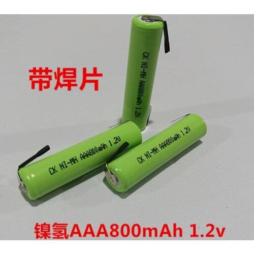 1.2V AAA Rechargeable Battery 800mah Ni-MH Nimh Cell Green Shell with Welding Tabs for Philips Electric Shaver Razor Toothbrush