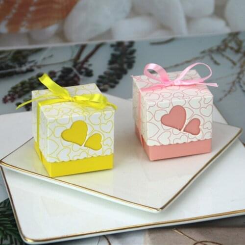 10pcs Love Heart Laser Cut Hollow Gift Candy Dragee Boxes Wedding Party Favor Cake Gifts Bags Wedding Birthday Party Supplies