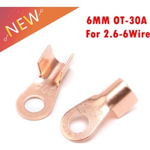 10pcs 6mm OT-30A Dia Copper Circular Splice Terminal Wire Naked Connector For 2.6-6Wire on Sale High Quality