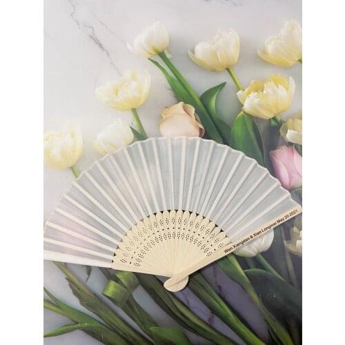20 pcs/lot Personalized Luxurious Silk Fold hand Fan in Elegant Laser-Cut Gift Box +Party Favors/wedding Gifts+printing