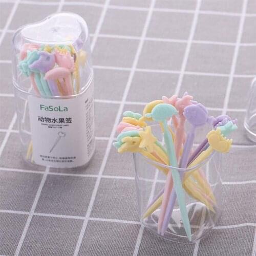 20pcs Cute Fruit Fork Food Picks Bento Dessert Decoration Accessories Fruit Party Picks Supplies (Random Color and Pattern)