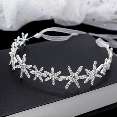 2020 Gold Stars Bride Hair Band Fashion Handmade Wedding Head Jewelry Accessories Hair Hoop Princess Headdress