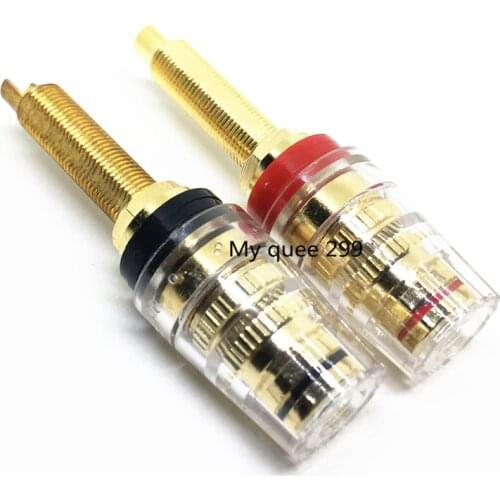4pcs Black & Red Thread Gold Plated Audio Speaker Binding Post Banana Plug Terminals