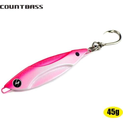 45g 1.6oz Countbass Sea Bass Jigging Lures rigged VMC hook, Vibration Fishing Lure, Metal Lead Fish Jig Bait, Free shipping