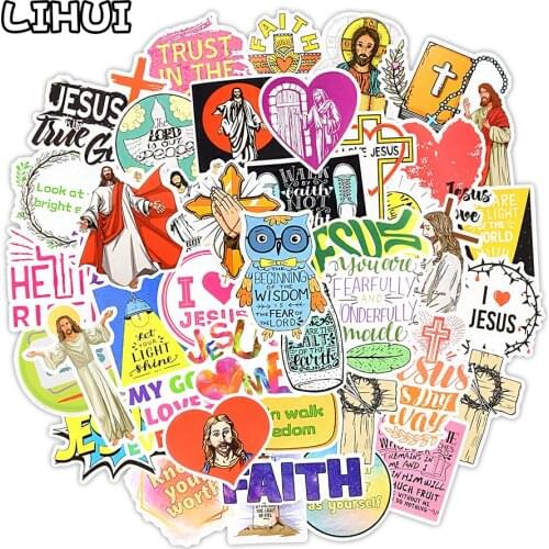 50 PCS Jesus Christians Prayer God’s Blessing Stickers Gifts for Bible Journaling Laptop Luggage Guitar Lovely Waterproof Decals