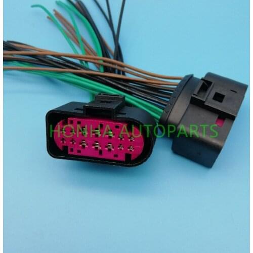 Free shipping 14 pin 1.5mm 3.5mm xenon headlights plug waterproof lamp-socket connector With Wire Pigtail Adatper 1J0 973 737