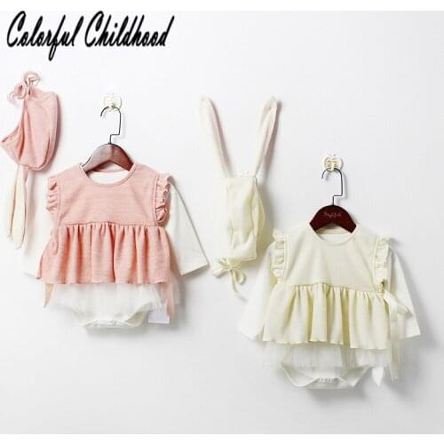 Cartoon long ear bunny design baby romper autumn long sleeve jumpsuit for toddler baby boy/girls overalls infant clothing set