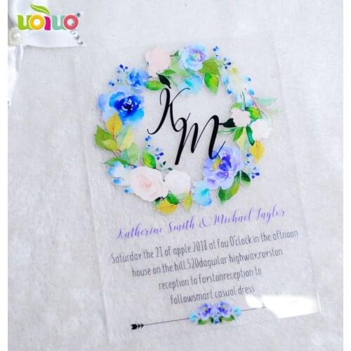 Printable chinese wedding invitation card luxurious flower acrylic cards with customize design