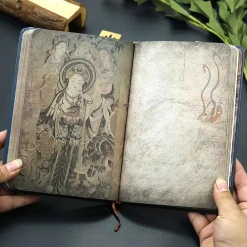 Dunhuang Illustrated Retro Diary Full Color Page Handbook Chinese Style Students Notebook Ancient Style Journal Notebook