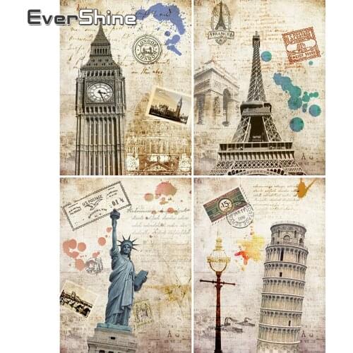 EverShine 5D Diamond Painting Full Square Scenic Diamond Mosaic Building Tower Cross Stitch Embroidery New Arrival Wall Decor