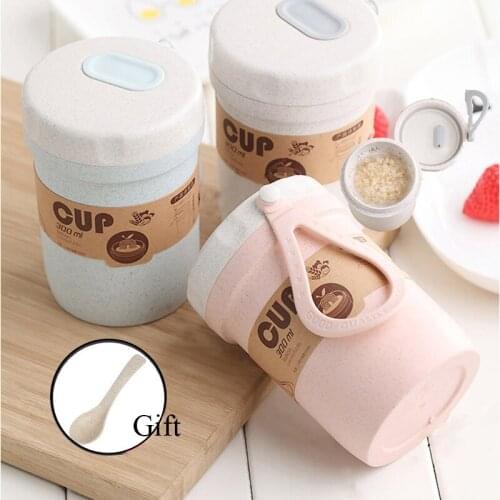 Sealed Soup Jar Wheat Straw Water Breakfast Bottle Portable Insulation Cup Travel Milk Cup Coffee Water Bottle Home Water Bottle