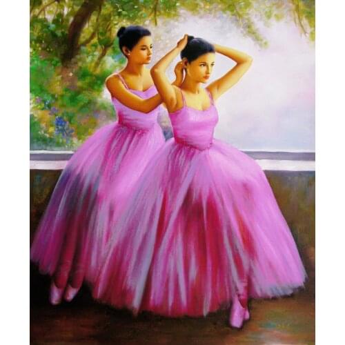 Hot sale worldwide famous art fabric decor picture, beautiful ballet dancers oil-painting-like style tapestry size 20x25cm