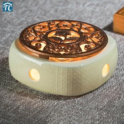 Ceramic Candle Heater Flower Tea Warmer Heating Base Boiled Wine Flower Tea Coffee Heated Insulation Base Japanese Style