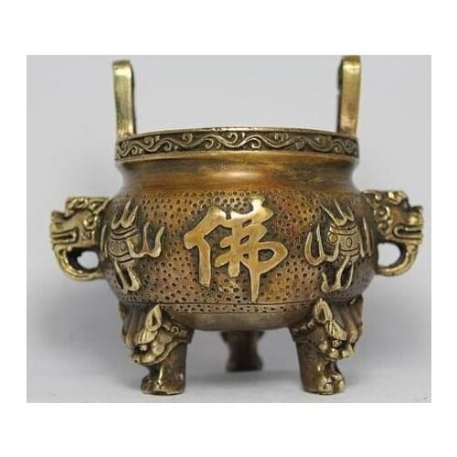 CHINESE HANDWORK DRAGON BUDDHA COPPER INCENSE BURNER