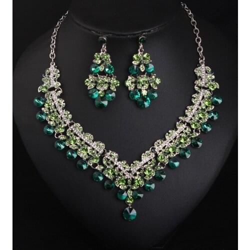 Luxury Crystal Jewelry Set Statement Necklace Earring Sets Water Drop Rhinestone Choker Jewelry Women Bridal Wedding Party Gifts