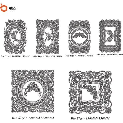 Square Rectangle Lace Frame Metal Cutting Dies Stencil Scrapbooking DIY Album Stamp Paper Card Embossing Decor Craft