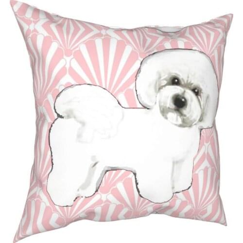 Bichon Frise Poodle Dog Lover Square Pillow Case Polyester Cushions for Sofa Creative Pillowcase