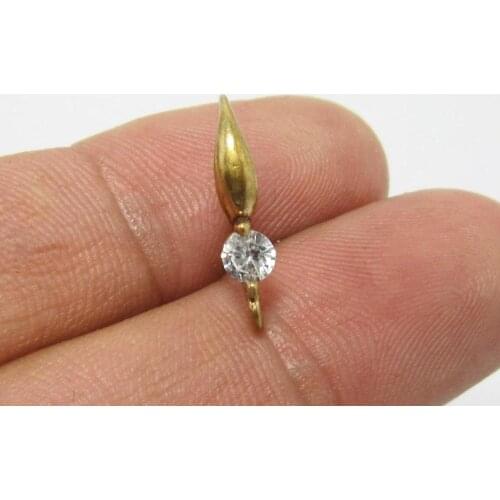 Brass ear hooks with rhinestone 18.4mm Brass earrings findings Jewelry material supplier 10pcs R1059