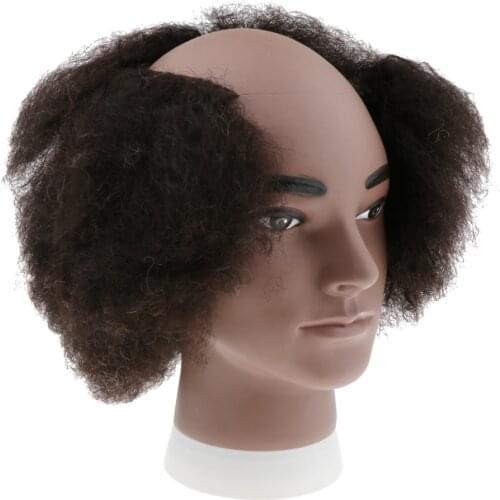 Portable PVC Bald Curly Wig Display Head Hair Styling Salon Mannequin Head