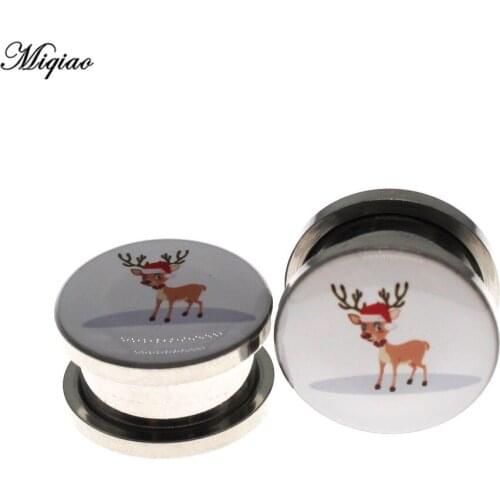 Miqiao 2pcs New Product Explosion Christmas Style Acrylic Deer Ears Stretcher Body Piercing Jewelry