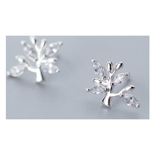 MloveAcc Authentic 925 Sterling Silver CZ Flower Tree Stud Earrings for Women Sterling Silver Earrings Jewelry