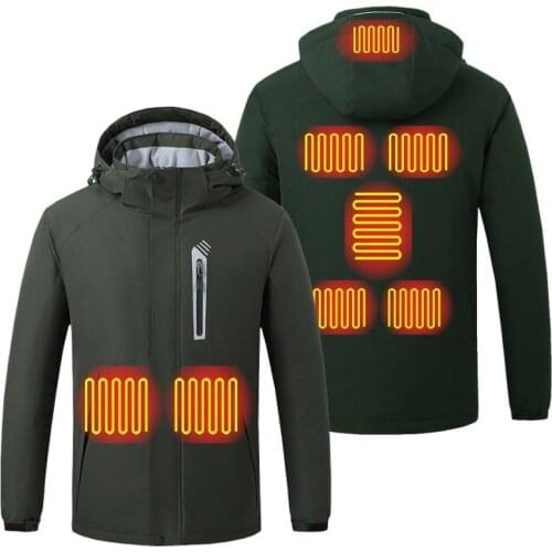 New Smart Heating Clothing For Men Thermal Cotton Jacket Waterproof Windproof Heated Hooded Warmer Coats Plus Size 5XL