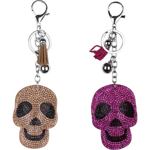 New Design Fashion Cute Owl Halloween Key Chain Horror Skull Bones Toy 5D Owl Painting Key Chain Pendant Gift for party