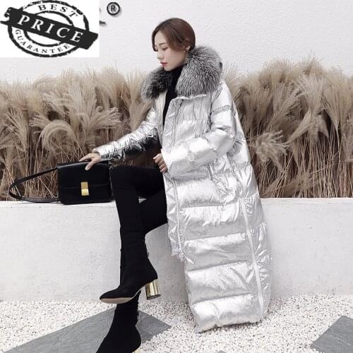 Womens Winter Long Down Jacket 20% White Duck Down Coat Female Thick Hooded Parkas Fox Fur Collar 2021 Abrigo Mujer 5a53