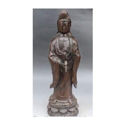 RHS0133 18" Chinese Bronze Buddhism Kwan-yin Guan Yin Bodhisattva Goddess Buddha Statue