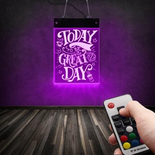 Today Is Going To Be A Great Day LED Neon Sign Positive Thinking Home Decor Motivational Plaque Multi-color LED Lighting Sign