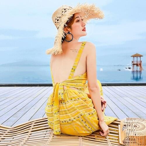 Sexy Women Boho Maxi Club Yellow Holiday Dress 2021 Summer Bandage Long Beach Dress Party Bridesmaids Bali Longue Femme
