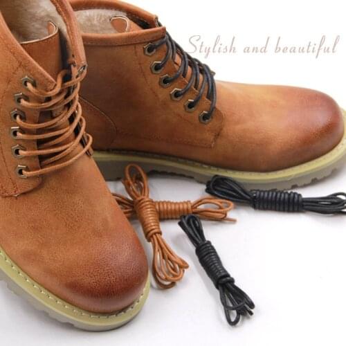 1 Pair Waxed Cotton Shoelaces Round Leather Waterproof Shoe laces Martin Boots Shoelace Shoestring Length 80/100/120/140CM P2
