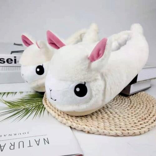 Cute Animal Womens Slippers Girls Home Alpaca Shaped Shoes Warm Fuzzy Bedroom Couple Slipper Winter Indoor