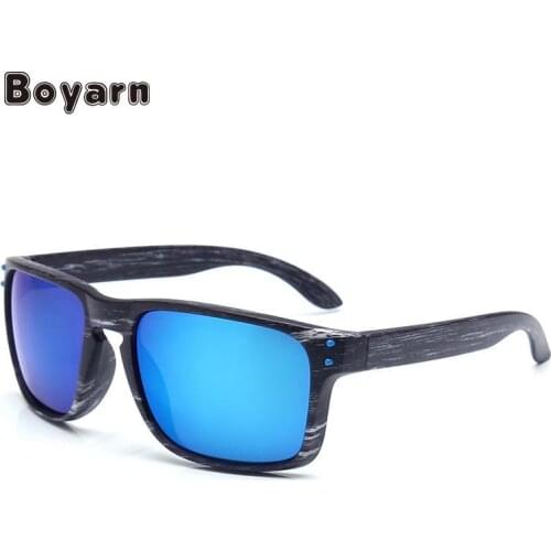 Boyarn 2020 Mens Sunglasses New Imitation Wood Grain Sports Sunglasses Sun Glasses For Women Men Brand Design Colorful Shades