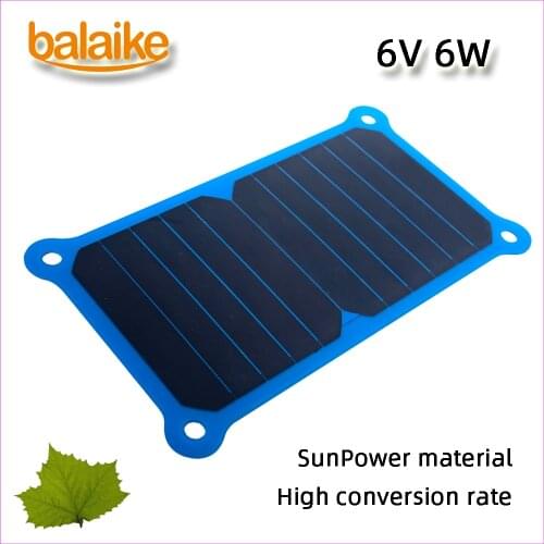 Balaike Sunpower battery solar charger 6W 5V Solar Panel Charger Mobile Power solar cells for mobile phone