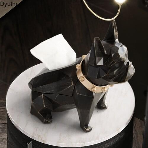 DyuIhr modern minimalist creative abstract dog tissue box resin crafts living room desktop waterproof tissue box home decoration