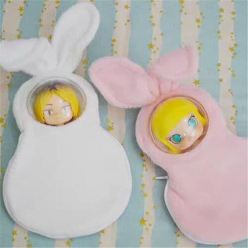 The OB11 doll bag is suitable for the 1/12 size fashionable versatile cute rabbit rabbit out bag fluffy white powdery grey etc