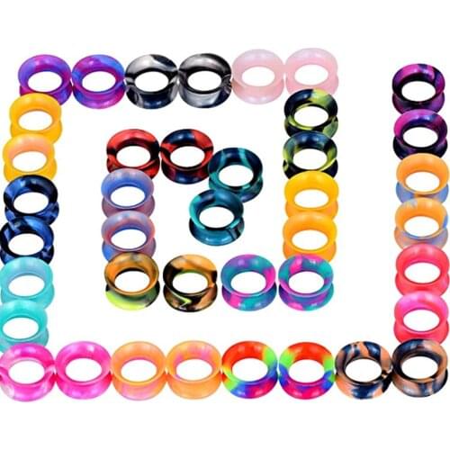 TIANCIFBYJS Silicone Ear Plugs and Tunnels Ear Piercings Earlets Screwed Earring Expander Ear Gauges Body Jewelry Piercings