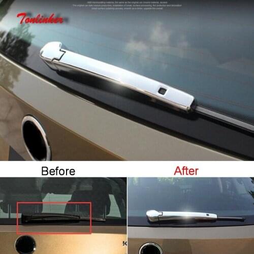Tonlinker Cover Sticker for SKODA KODIAQ KAROQ 2017-18 Car Styling 2PCS ABS Chrome Exterior Rear wiper Decoration Cover stickers