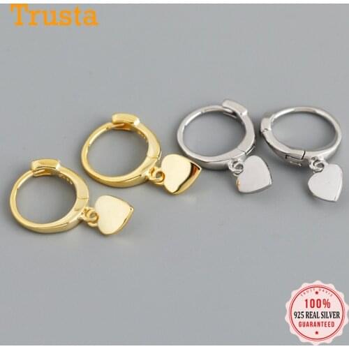 Trustdavis Authentic 925 Sterling Silve Fashion Romantic Heart Charm Hoop Earrings For Women Wedding Party Fine Jewelry DA2114