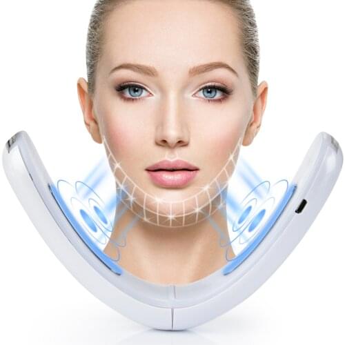 Chin V-Line Tape Face Lift Belt Blue Red LED Photon Therapy Galvanic Massage Facial Lifting Device ems rf Slimming Skincare