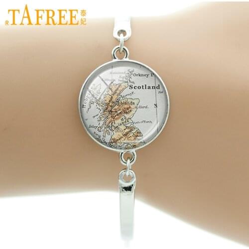 TAFREE Brand Vintage Scotland map bracelet Leisure essential jewelry Maui Louisiana Barcelona London Las Vegas maps charms B634