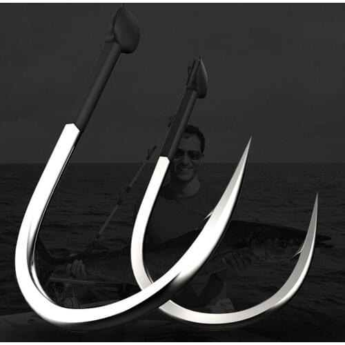 WALK FISH 10PCS/Lot Large Fishhooks Leveling Tough Skewed Tip 7#-16# Fishing Hook Barbed Carbon Steel Rubber Handle Fish Hook