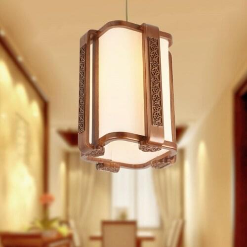 Japan style coffee wood art pendant lights Classical vintage acrylic indoor E27 LED lamps for corridor&porch&pavilion MYR047