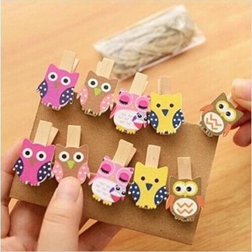 Kawaii Cartoon Owl Wooden Clip Photo Paper Clothespin Craft Clips Party Decoration Clip For Christmas