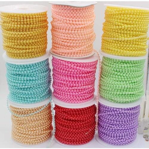 JOJO BOWS 4mm Pearls Connection Ribbon 5M/lot Pearl Beads Chain For Wedding Celebration DIY Craft Supplies Garment Decoration